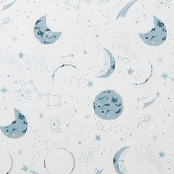 Night Sky Classic Cool Organic Cotton Percale Quilted Reversible Sherpa Stroller Blanket - Blue,Night Sky White