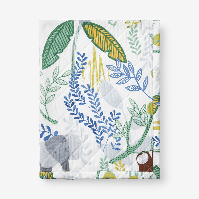 Jungle Classic Cool Organic Cotton Percale Quilted Reversible Sherpa Stroller Blanket