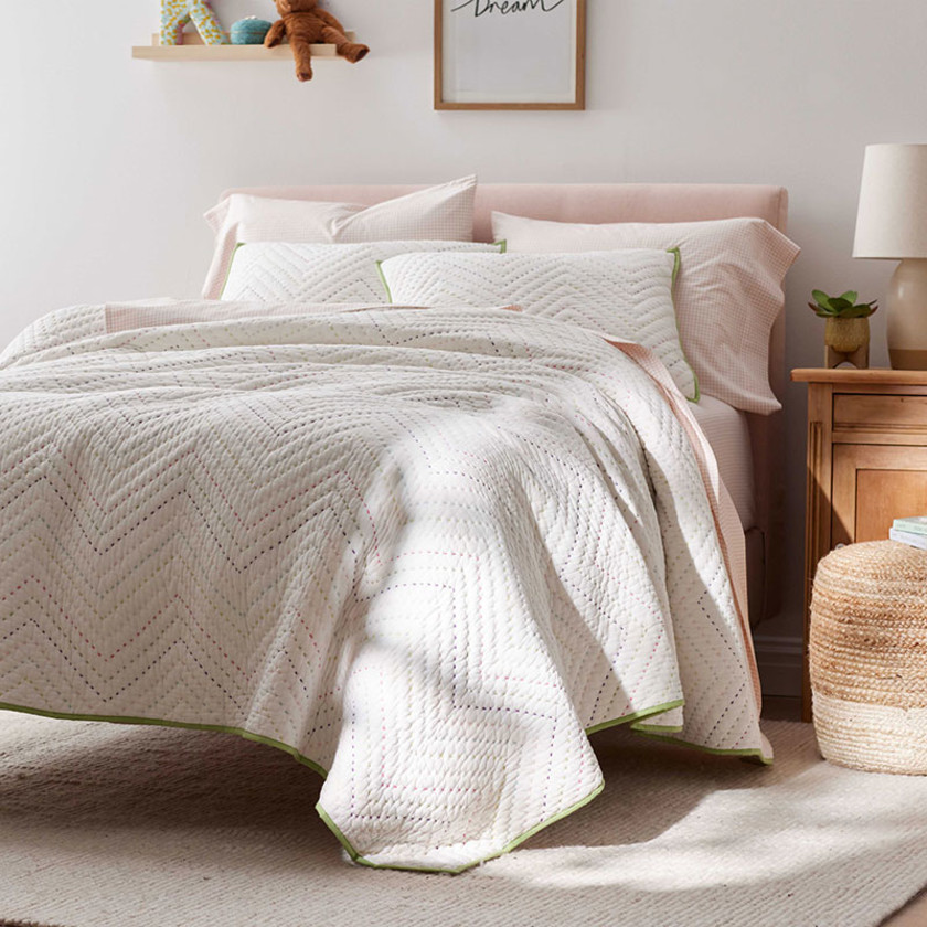 Cheerful Chevron Stitch Quilted Sham - Pink Multi, Standard,Pink Multi