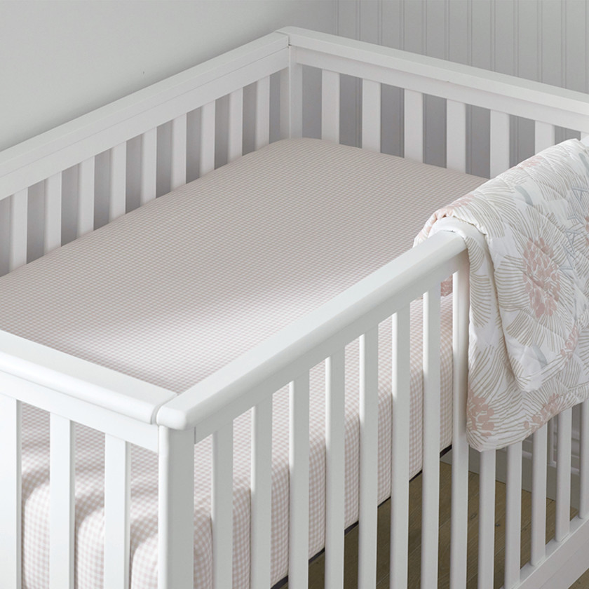 Ditsy Gingham Classic Cool Organic Cotton Percale Fitted Crib Sheet - Pink,Ditsy Gingham Pink