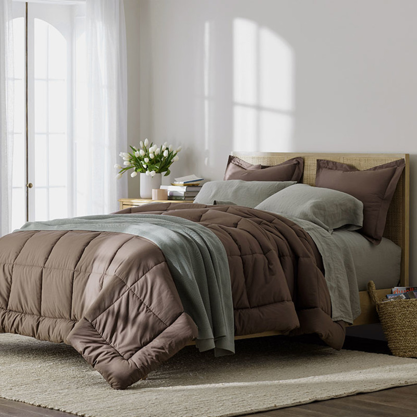 Classic Cool Cotton Percale Comforter - Coffee, Twin/Twin XL,Coffee