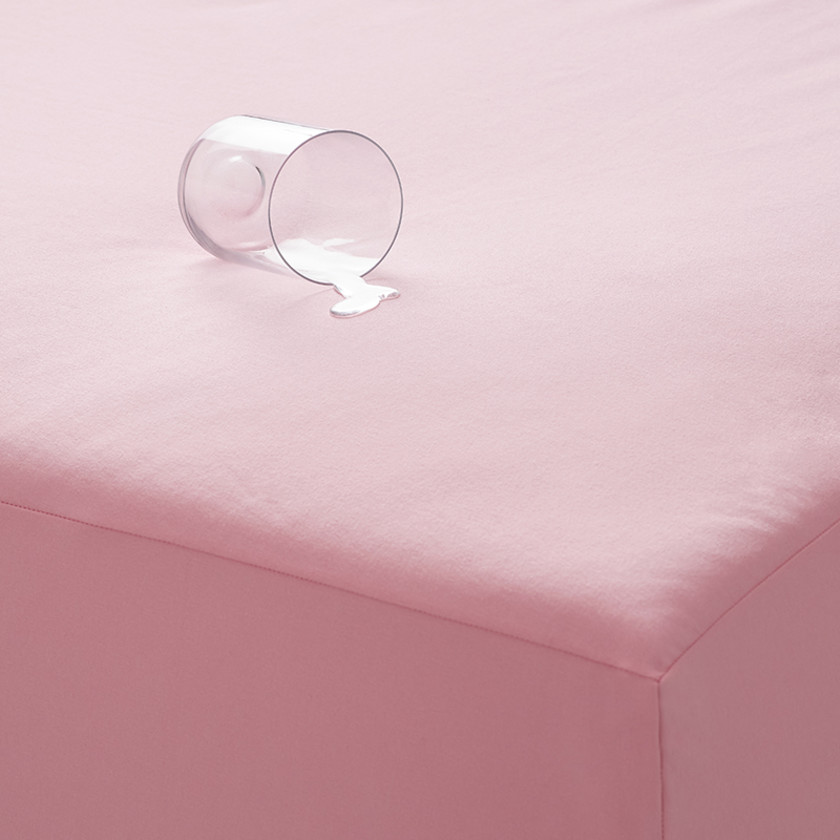 Classic Easy-Care Jersey Knit Waterproof Fitted Bed Sheet - Pink, Twin XL,Pink