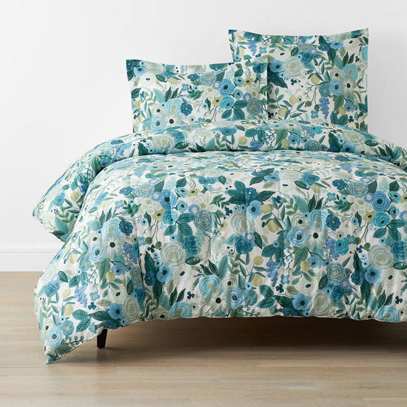 Garden Party Classic Cool Cotton Percale Comforter - Teal, Full,Teal