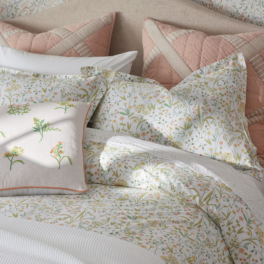 Clemencia Classic Cool Cotton Percale Duvet Cover - Mini Floral Peach Blossom, Twin/Twin XL,Mini Floral Peach Blossom