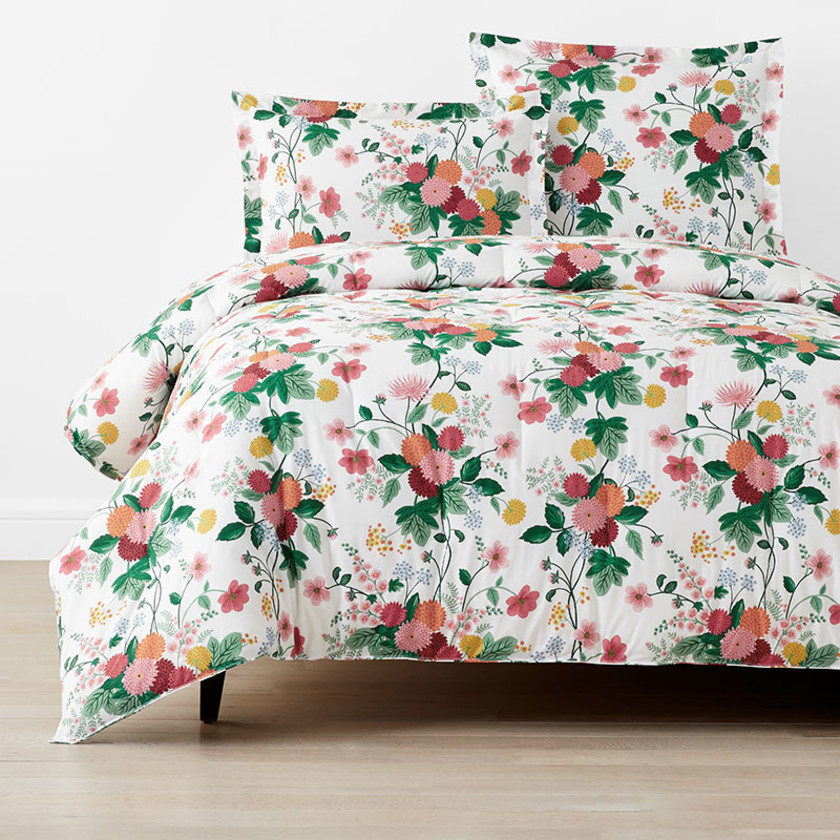 Dahlia Classic Cool Cotton Percale Comforter - White Multi, Full,White Multi