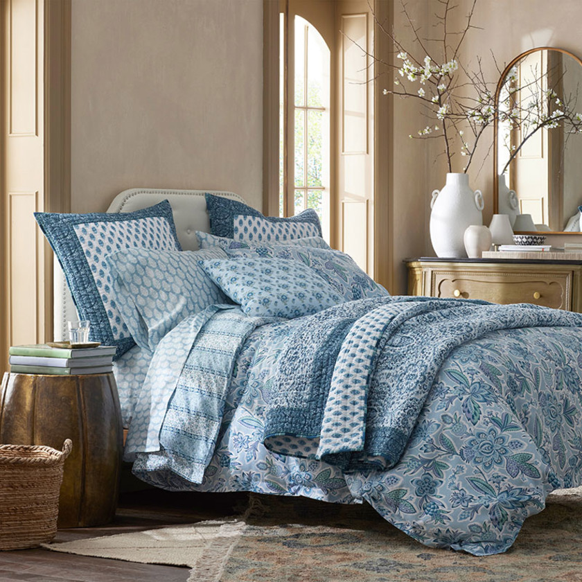 Radha Reversible Premium Smooth Sateen Duvet Cover - Blue Multi, Twin/Twin XL,Blue Multi