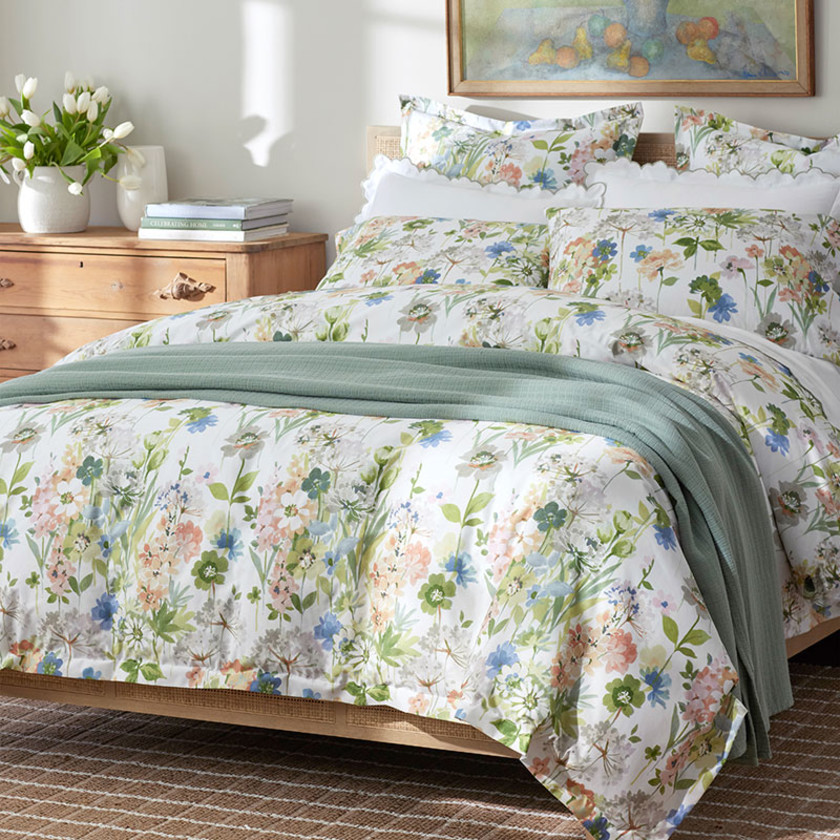 Tania Floral Premium Smooth Wrinkle-Free Sateen Bed Sheet Set - Ivory Multi, Queen,Ivory Multi