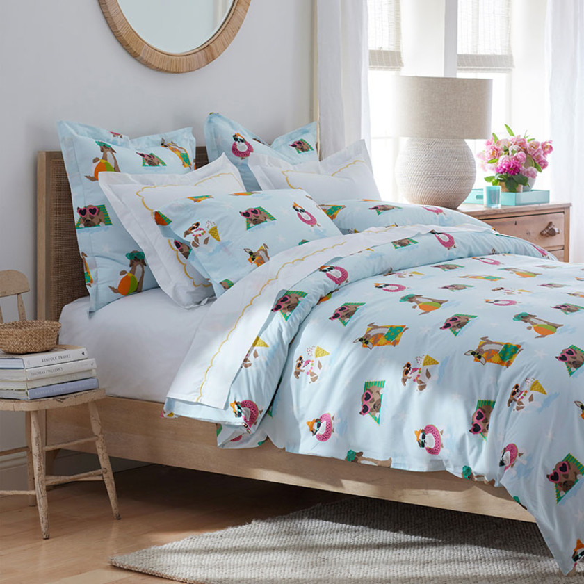 Summer Prints Classic Cool Cotton Percale Bed Sheet Set - Cool Dogs, Queen,Cool Dogs