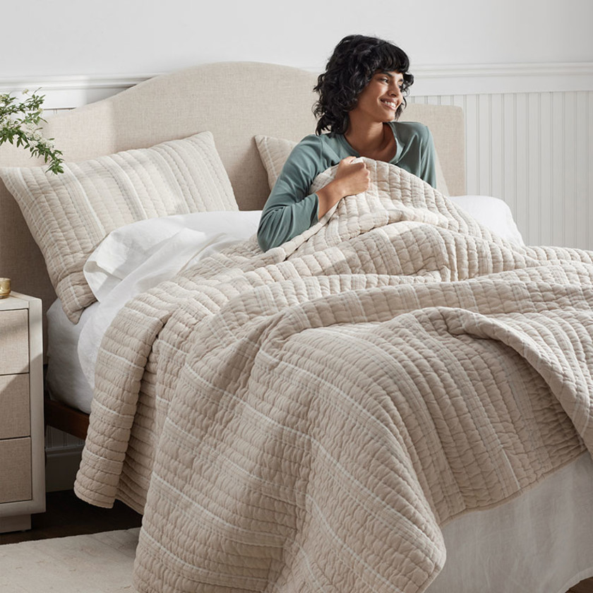 Stripe Quilted Sham - Awning Stripe, Standard,Awning Stripe