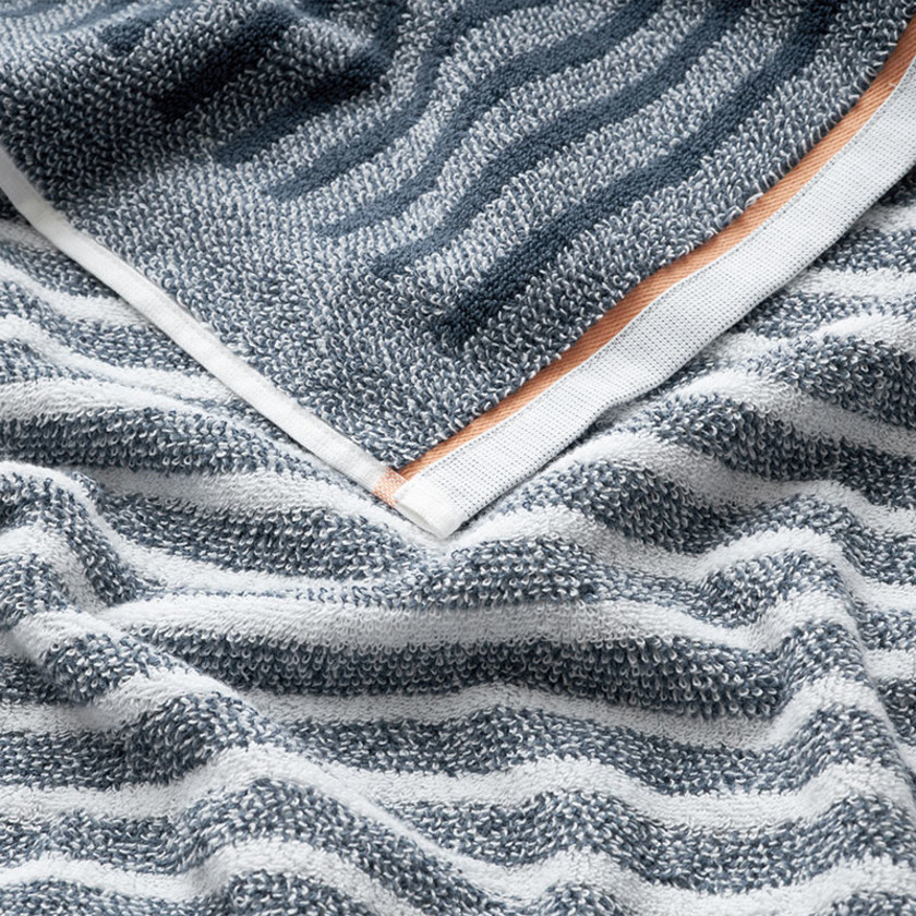 Mélange Stripe Reversible Cotton Bath Sheet - Smoke Gray,Smoke Gray