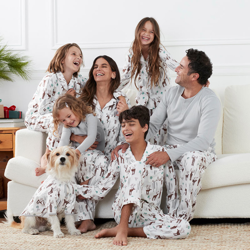 Family Flannel Kid's Pajama Set - Winter Deers, 6/7,Winter Deers