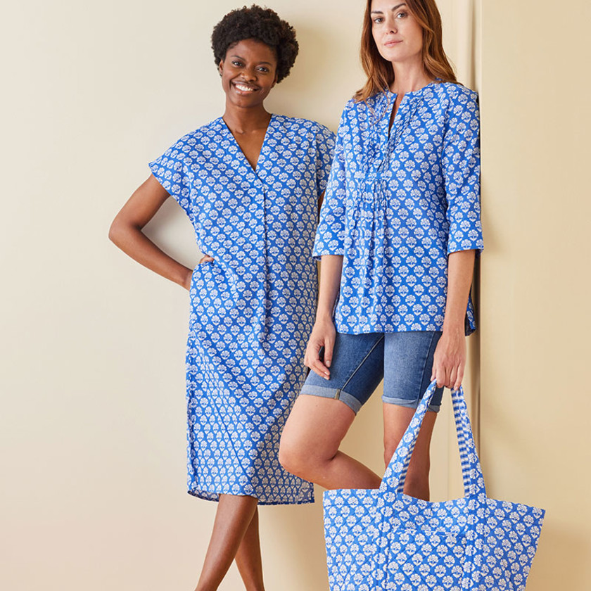 Printed Voile Women's Caftan - Geo, L,Geo