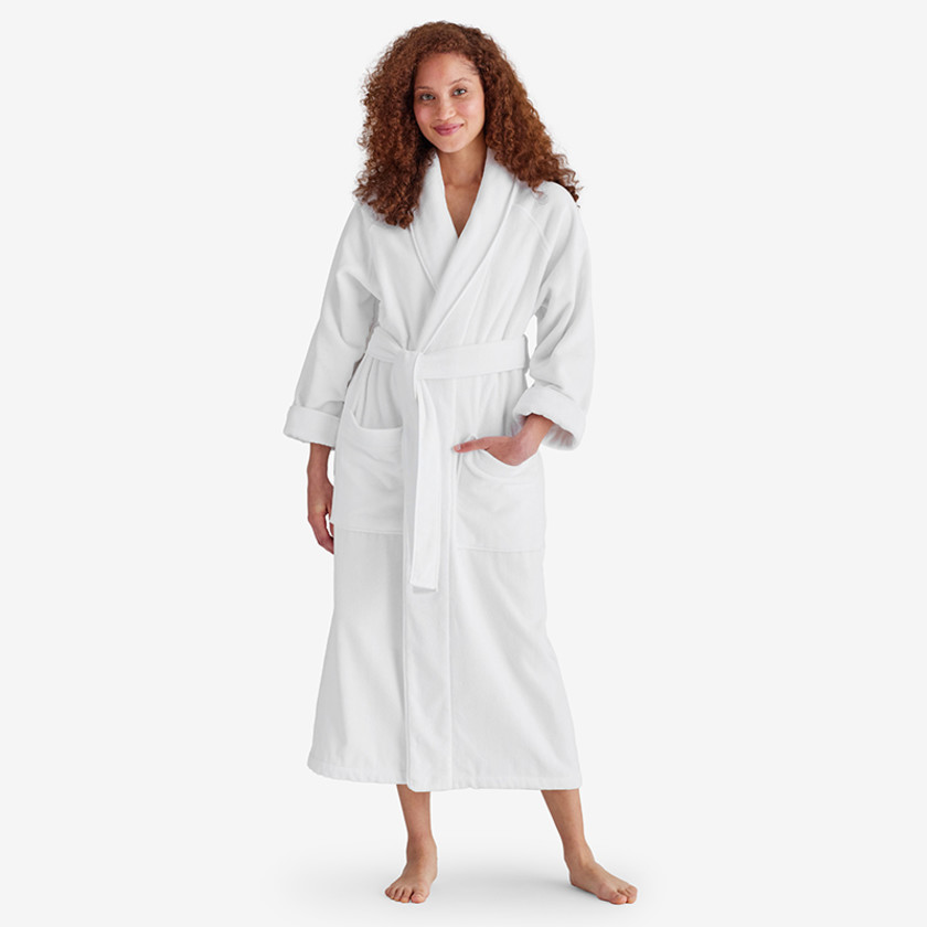 Velour Terry Women’s Robe - White, XXL,White