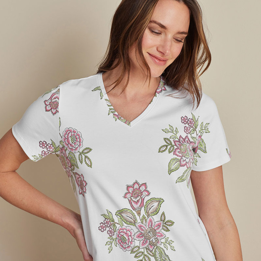Printed Pima Cotton Nightshirt - Jacobean Floral, XXL,Jacobean Floral