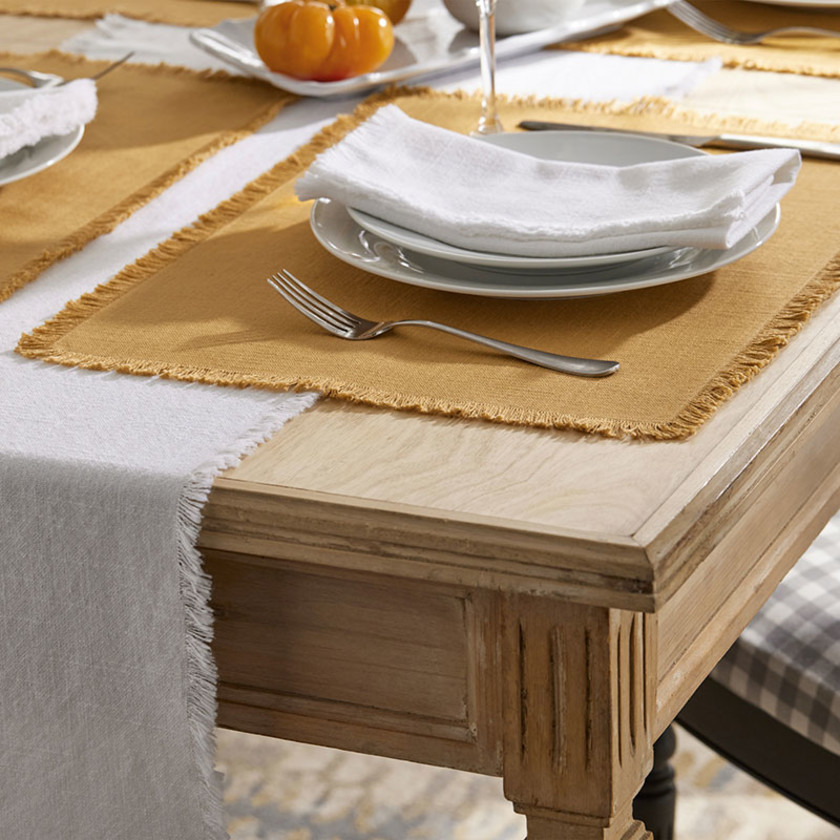 Solid Fringe Placemats, Set of 4 - Amber,Amber