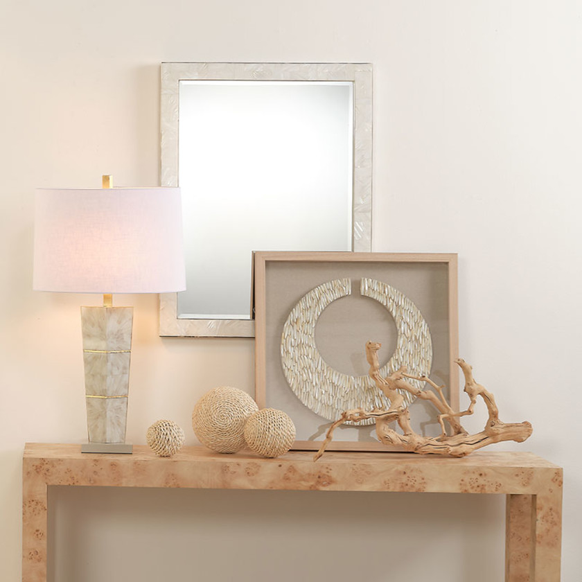 Mother-of-pearl Rectangular Mirror - Cream, OS,Cream