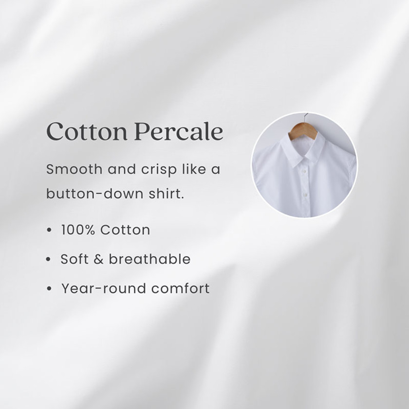 Classic Cool Cotton Percale Body Pillow Cover - White,White